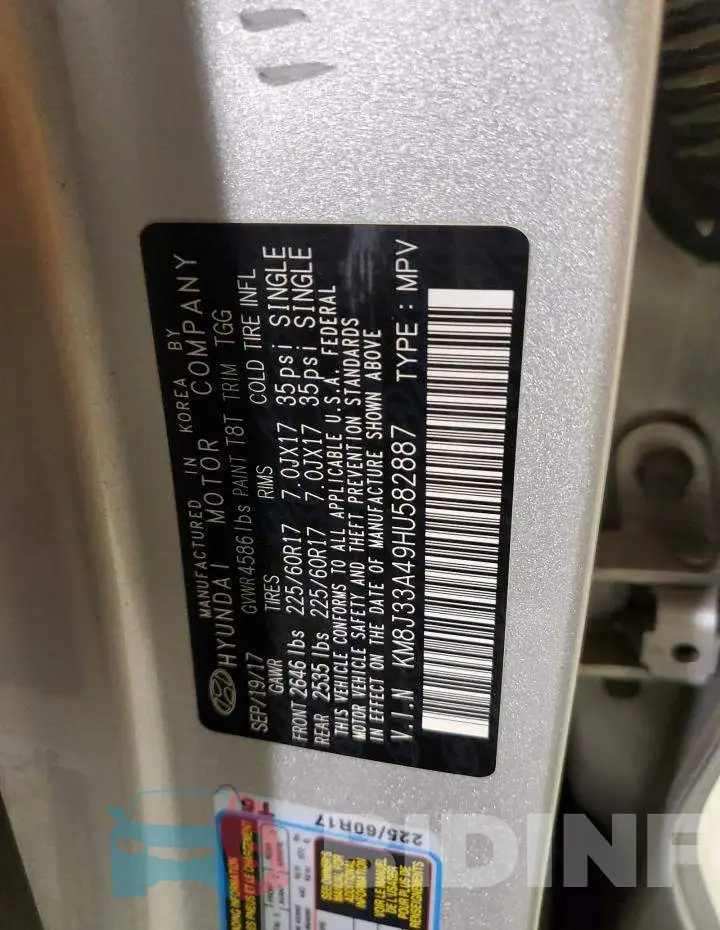 KM8J33A49HU582887 Photo# 12