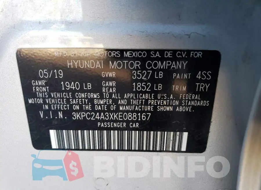 3KPC24A3XKE088167 Photo# 12
