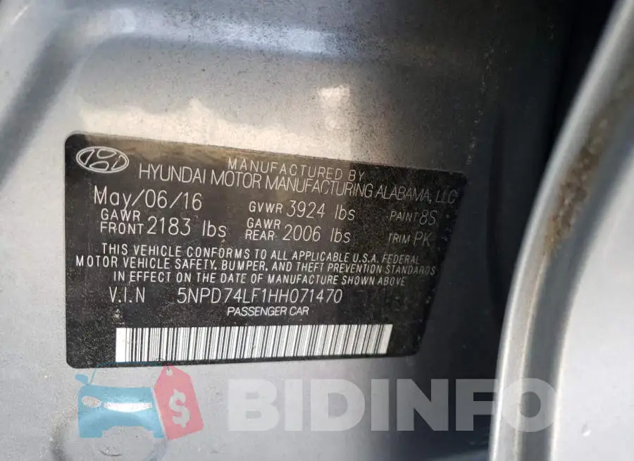 5NPD74LF1HH071470 Photo# 12