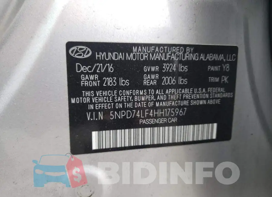 5NPD74LF4HH175967 Photo# 12