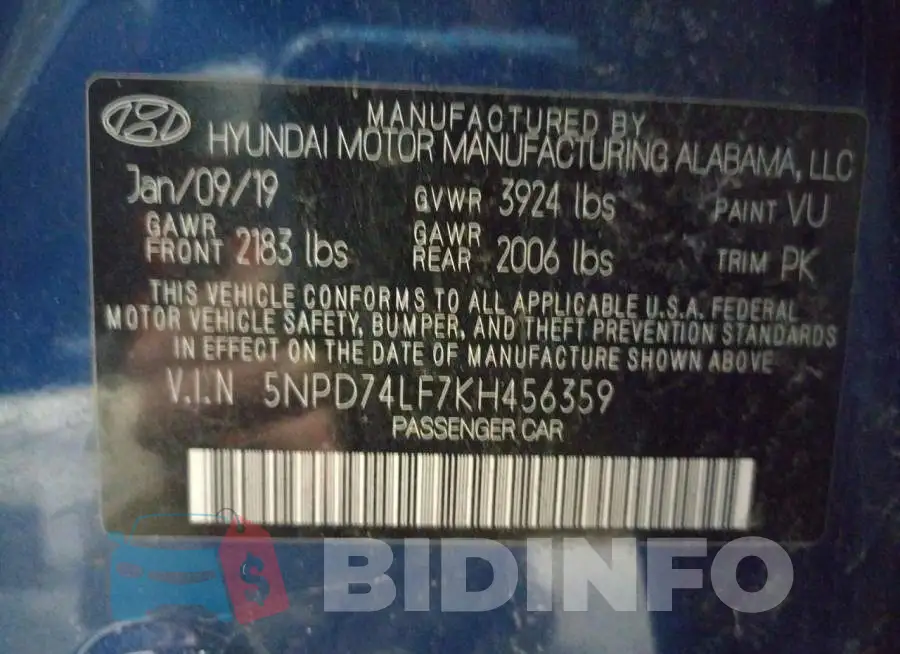 5NPD74LF7KH456359 Photo# 12