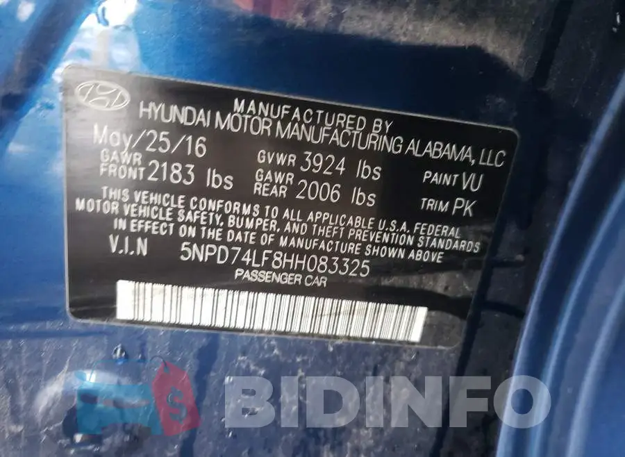 5NPD74LF8HH083325 Photo# 10