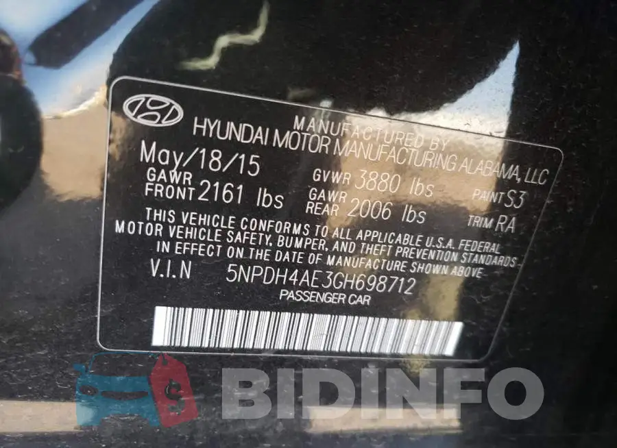 5NPDH4AE3GH698712 Photo# 12