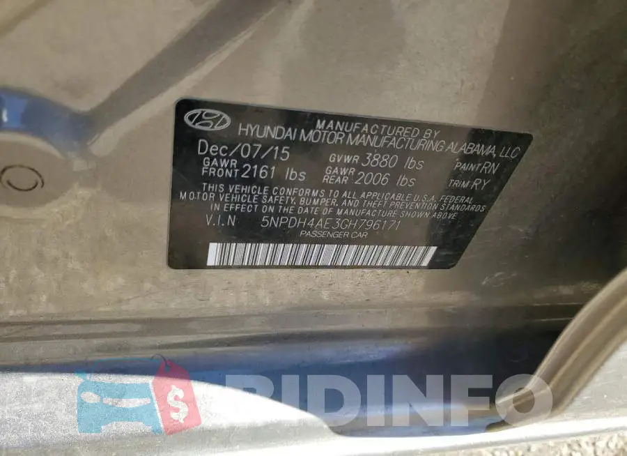 5NPDH4AE3GH796171 Photo# 13