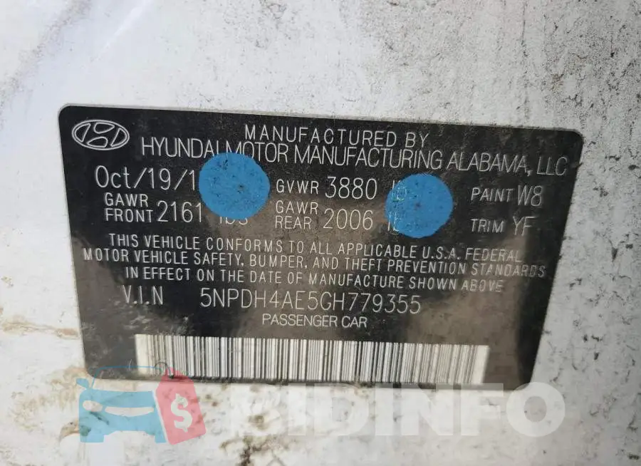 5NPDH4AE5GH779355 Photo# 12