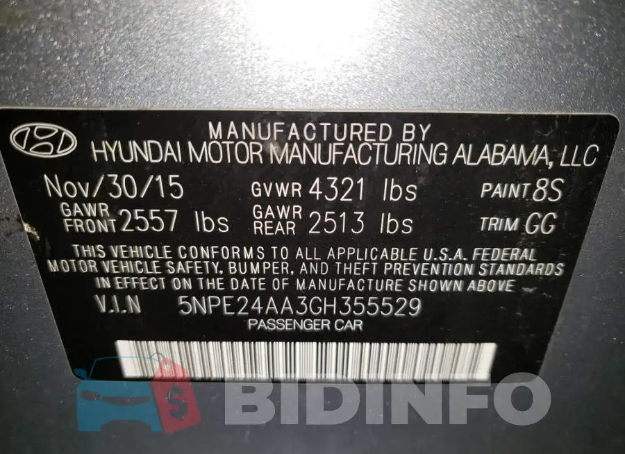5NPE24AA3GH355529 Photo# 13