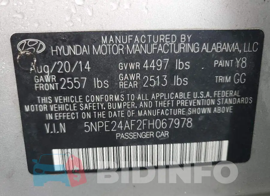 5NPE24AF2FH067978 Photo# 12