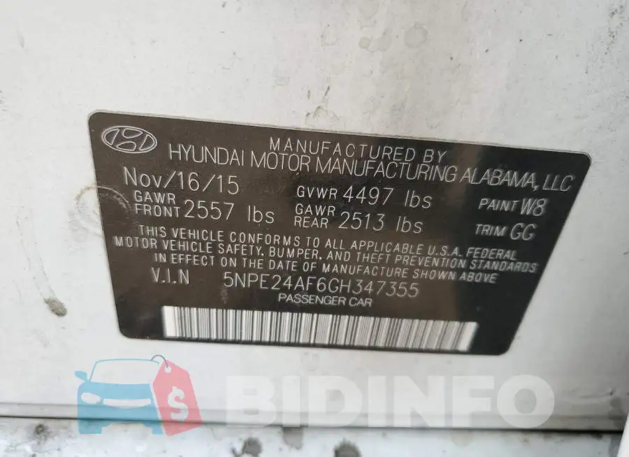 5NPE24AF6GH347355 Photo# 12