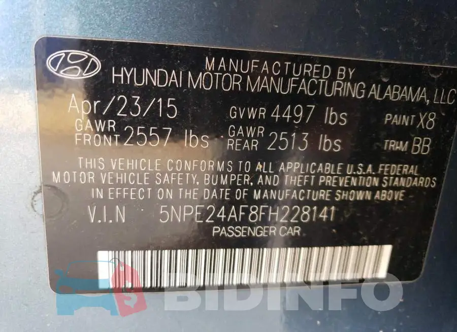 5NPE24AF8FH228141 Photo# 12