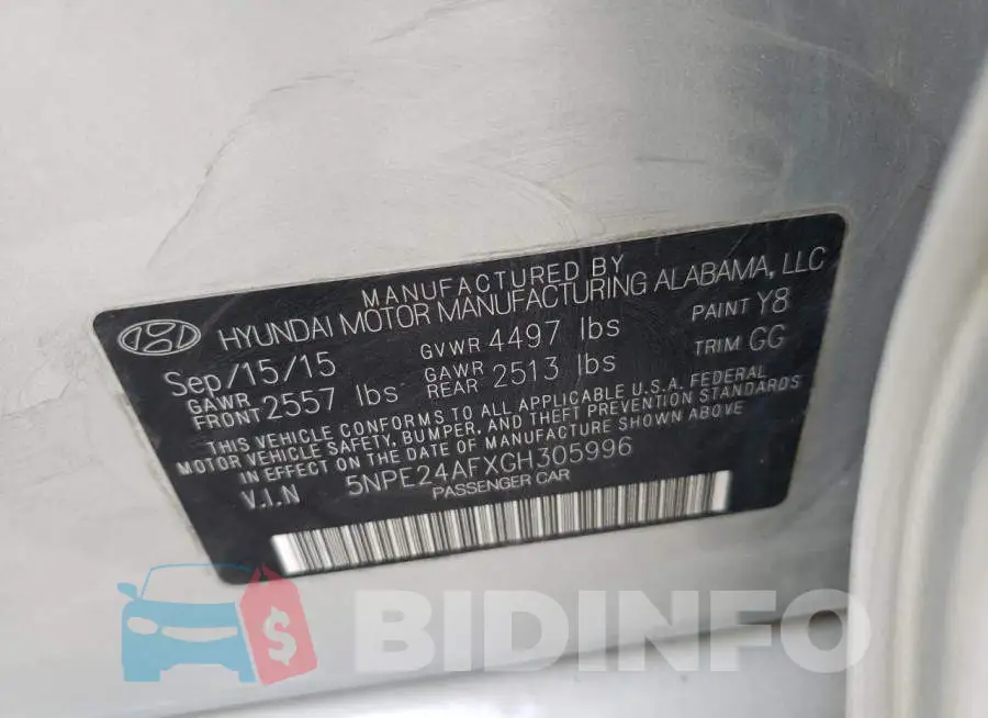 5NPE24AFXGH305996 Photo# 12