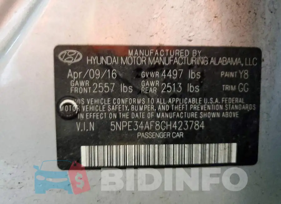 5NPE34AF8GH423784 Photo# 13