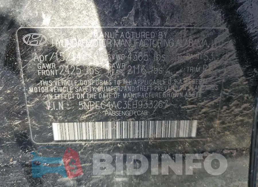 5NPEC4AC3EH933267 Photo# 12