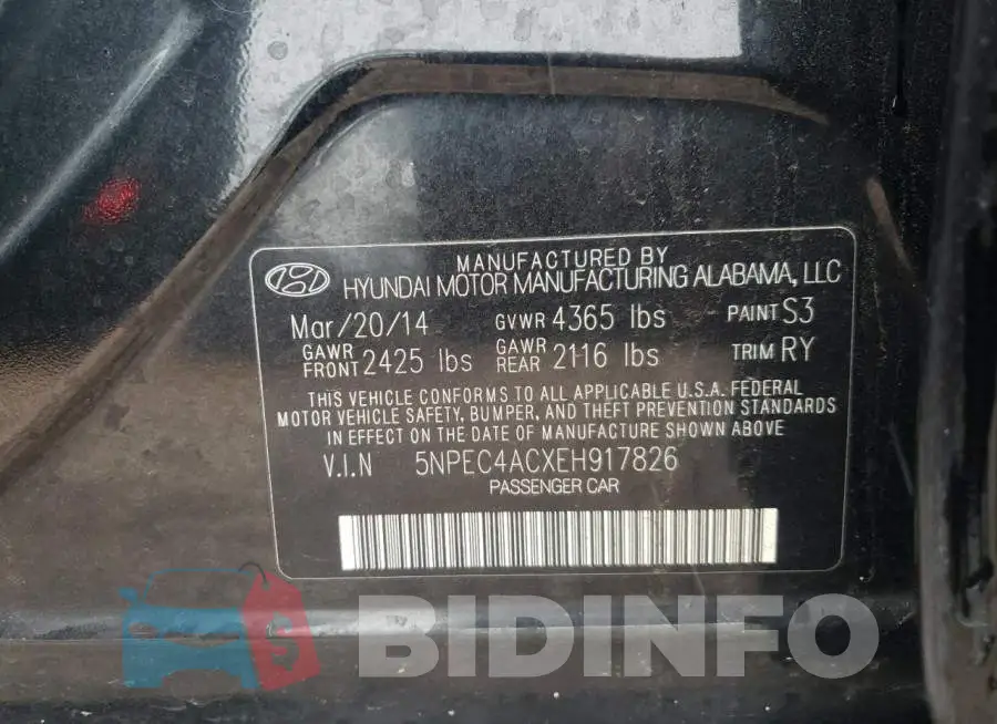 5NPEC4ACXEH917826 Photo# 13