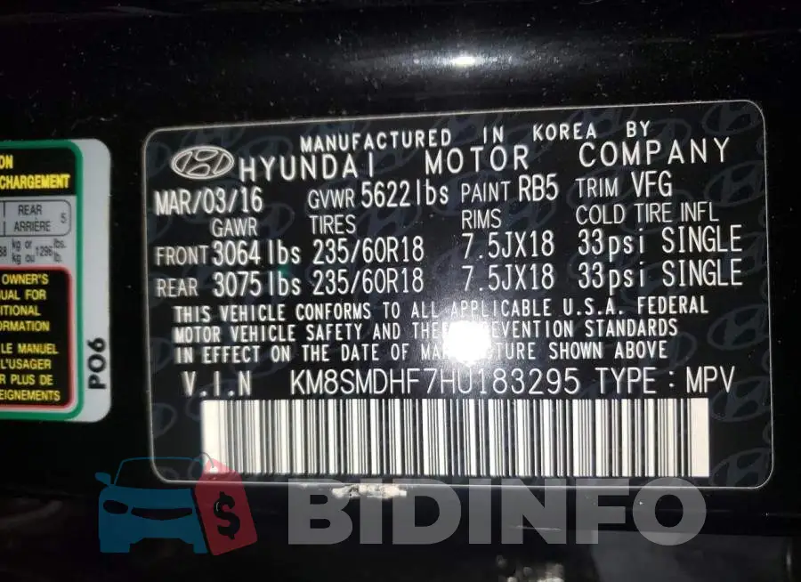 KM8SMDHF7HU183295 Photo# 12
