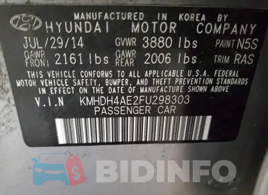 KMHDH4AE2FU298303 Photo# 13