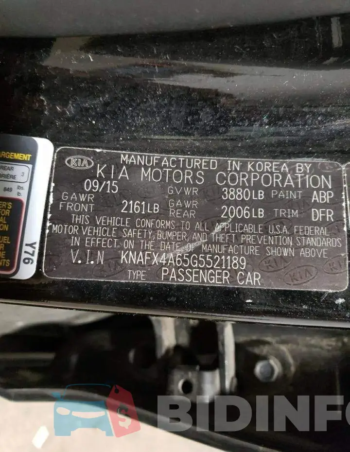 KNAFX4A65G5521189 Photo# 13