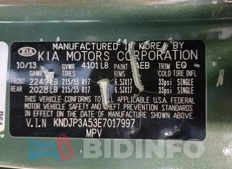 KNDJP3A53E7017997 Photo# 12