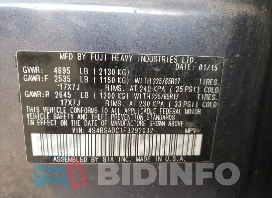 4S4BSADC1F3292032 Photo# 13
