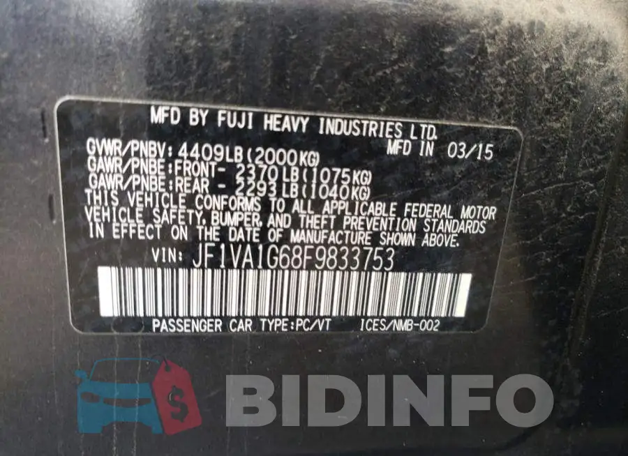 JF1VA1G68F9833753 Photo# 12