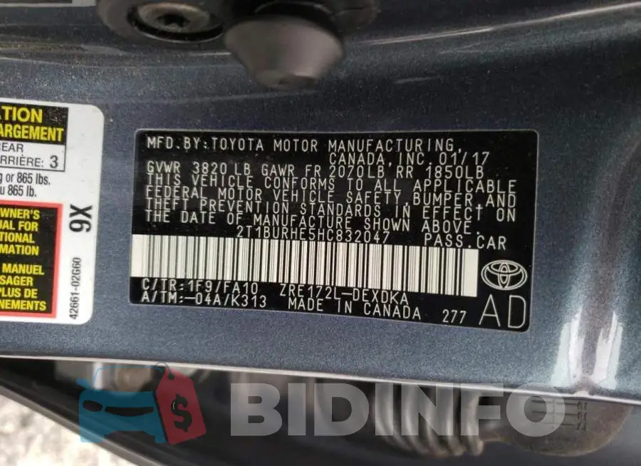 2T1BURHE5HC832047 Photo# 12