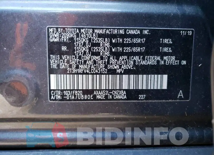 2T3H1RFV4LC043152 Photo# 12