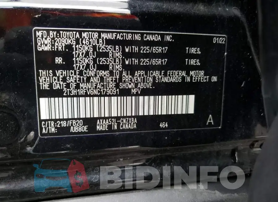 2T3H1RFV6NC179091 Photo# 13