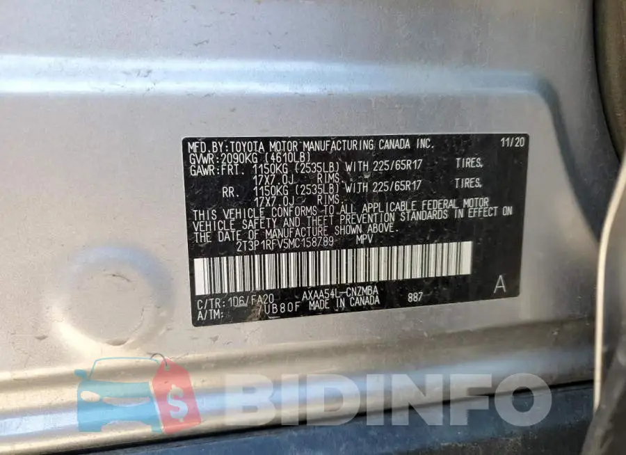 2T3P1RFV5MC158789 Photo# 14