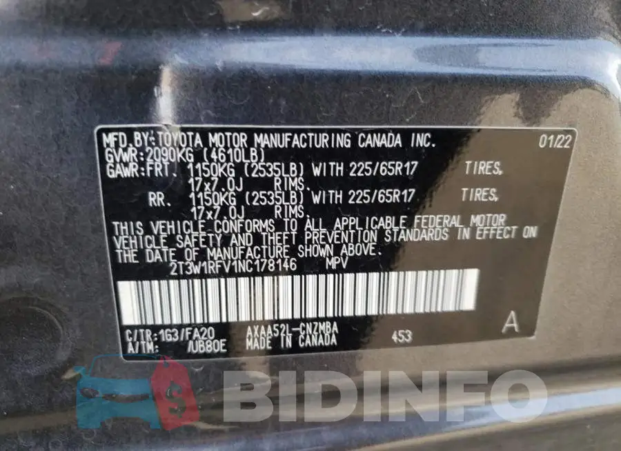 2T3W1RFV1NC178146 Photo# 13
