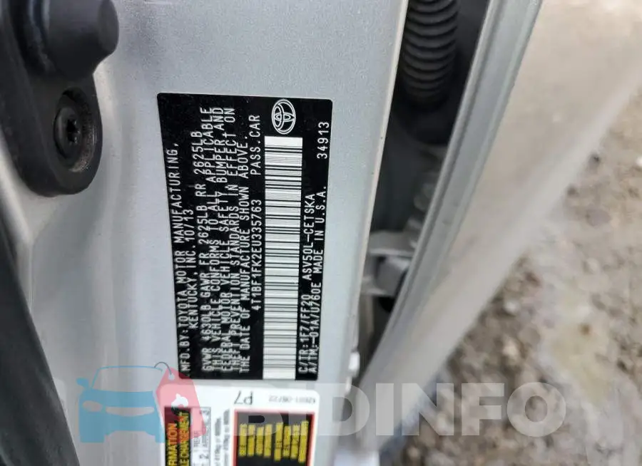 4T1BF1FK2EU335763 Photo# 12