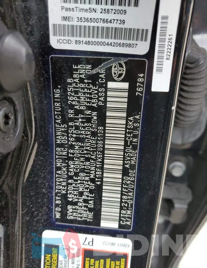 4T1BF1FK6FU961138 Photo# 13