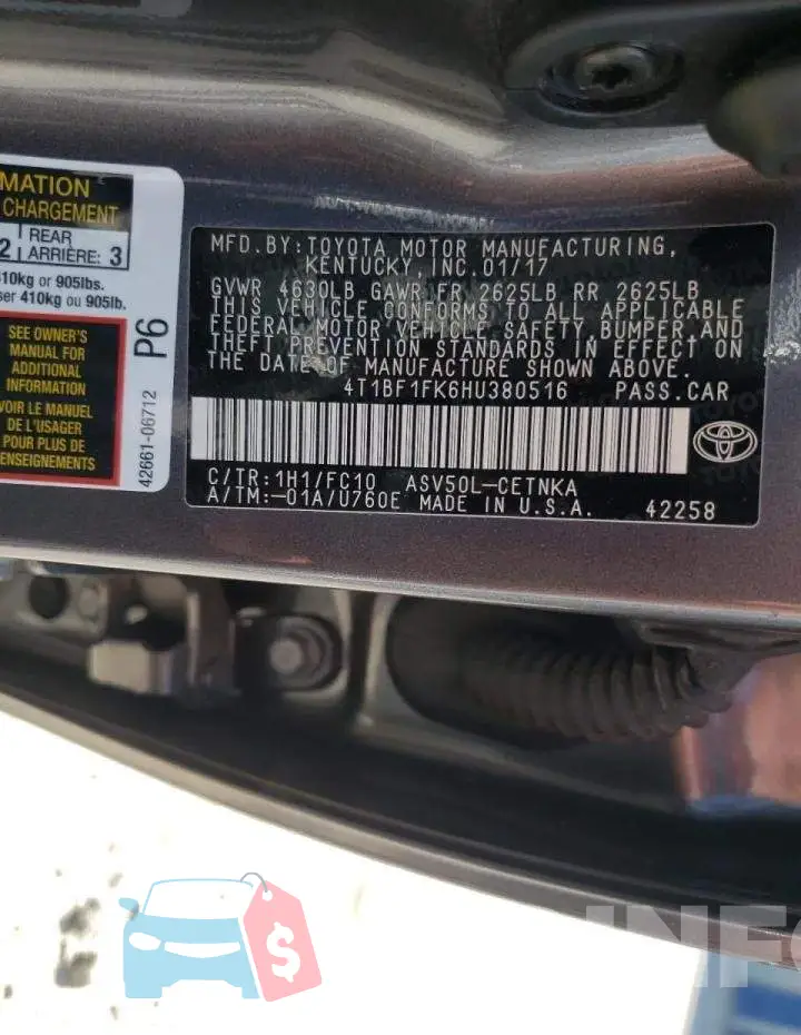 4T1BF1FK6HU380516 Photo# 10