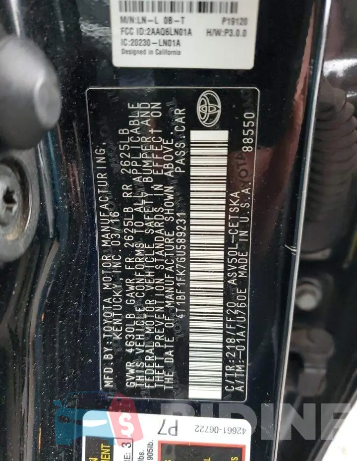 4T1BF1FK7GU589231 Photo# 12