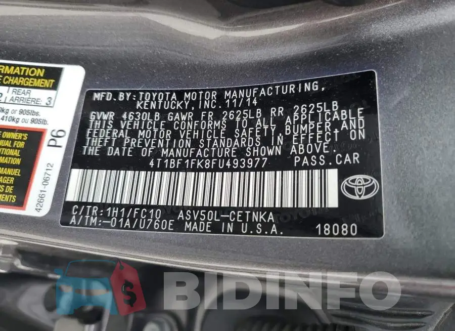 4T1BF1FK8FU493977 Photo# 12