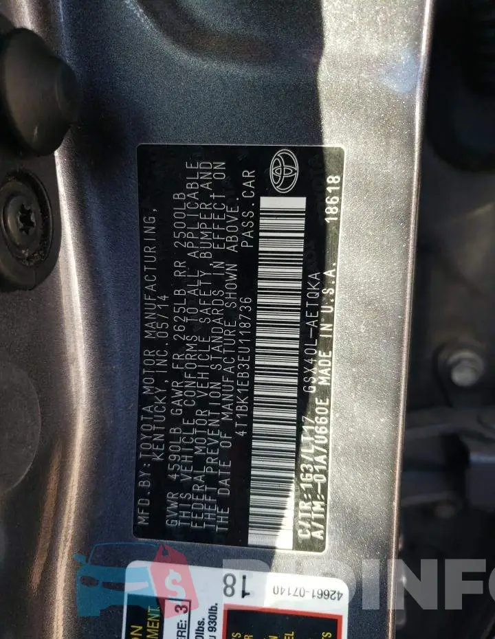 4T1BK1EB3EU118736 Photo# 12