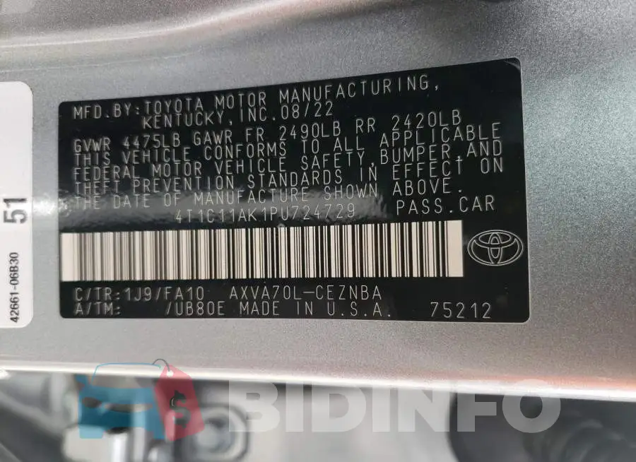 4T1C11AK1PU724729 Photo# 12