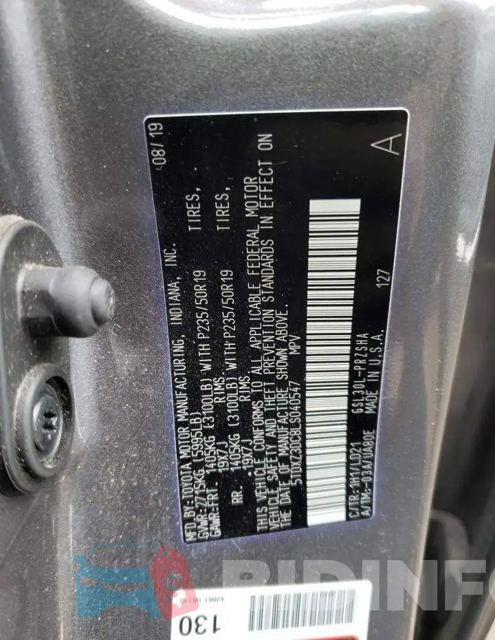 5TDXZ3DC8LS040547 Photo# 13