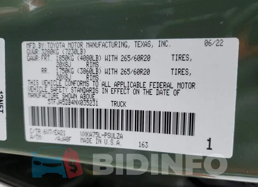 5TFJA5DB4NX035231 Photo# 12
