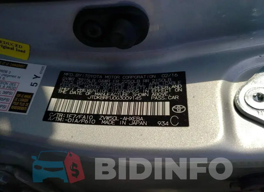JTDKBRFU0G3009145 Photo# 12