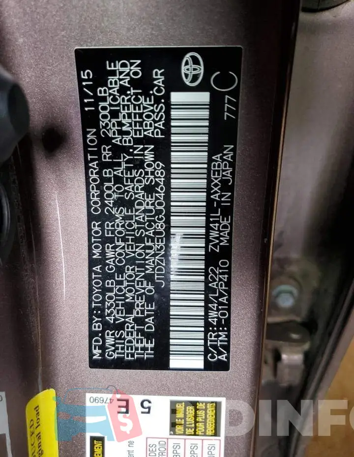 JTDZN3EU8GJ046489 Photo# 14