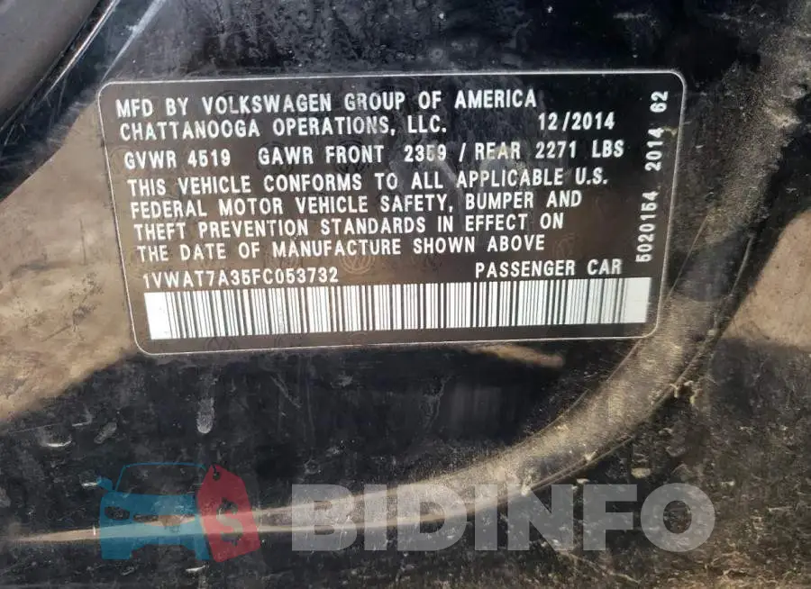1VWAT7A35FC053732 Photo# 12