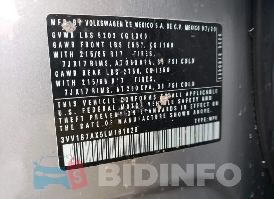 3VV1B7AX5LM161028 Photo# 13