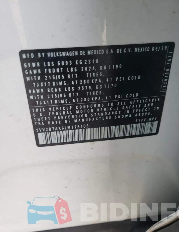 3VV2B7AX6LM178103 Photo# 10
