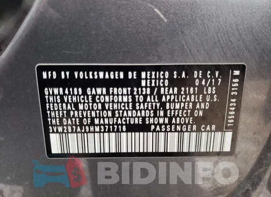 3VW2B7AJ9HM371716 Photo# 12