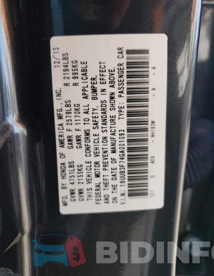 19UUB3F74GA001093 Photo# 12