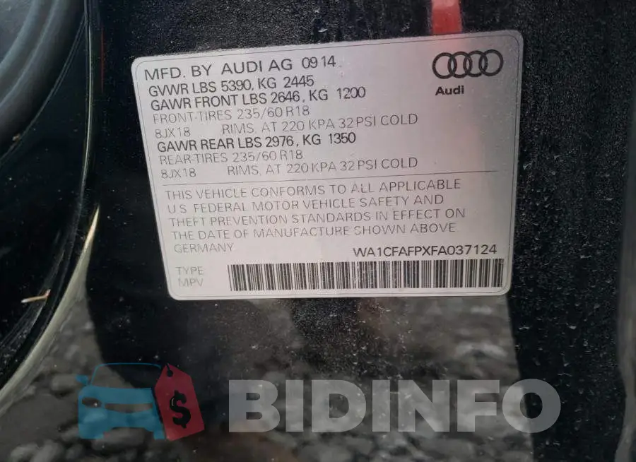 WA1CFAFPXFA037124 Photo# 14
