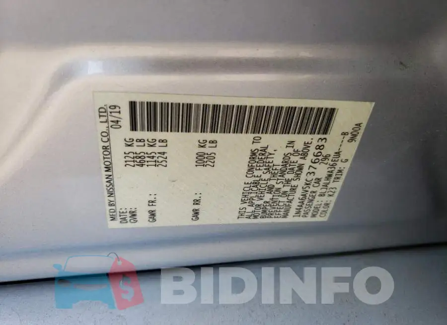 1N4AA6AV5KC376683 Photo# 12