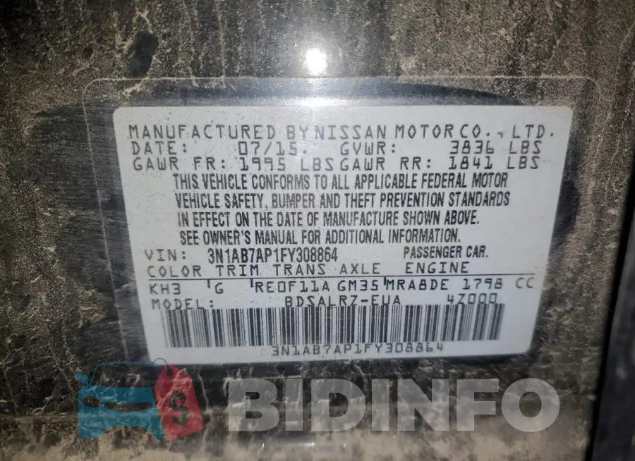 3N1AB7AP1FY308864 Photo# 12