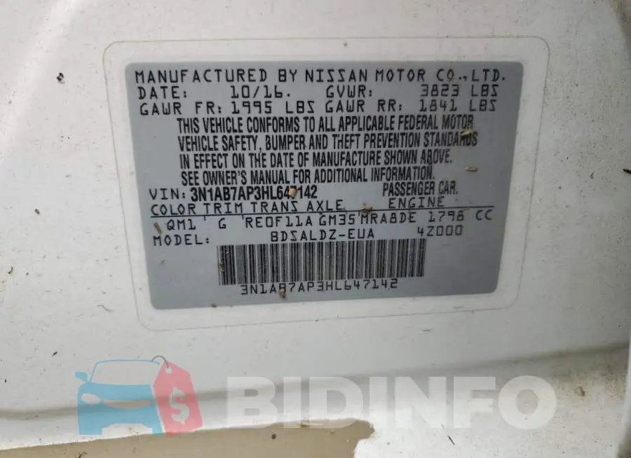 3N1AB7AP3HL647142 Photo# 12