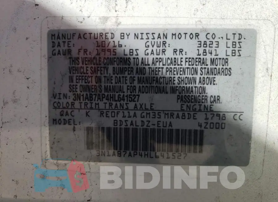 3N1AB7AP4HL641527 Photo# 12