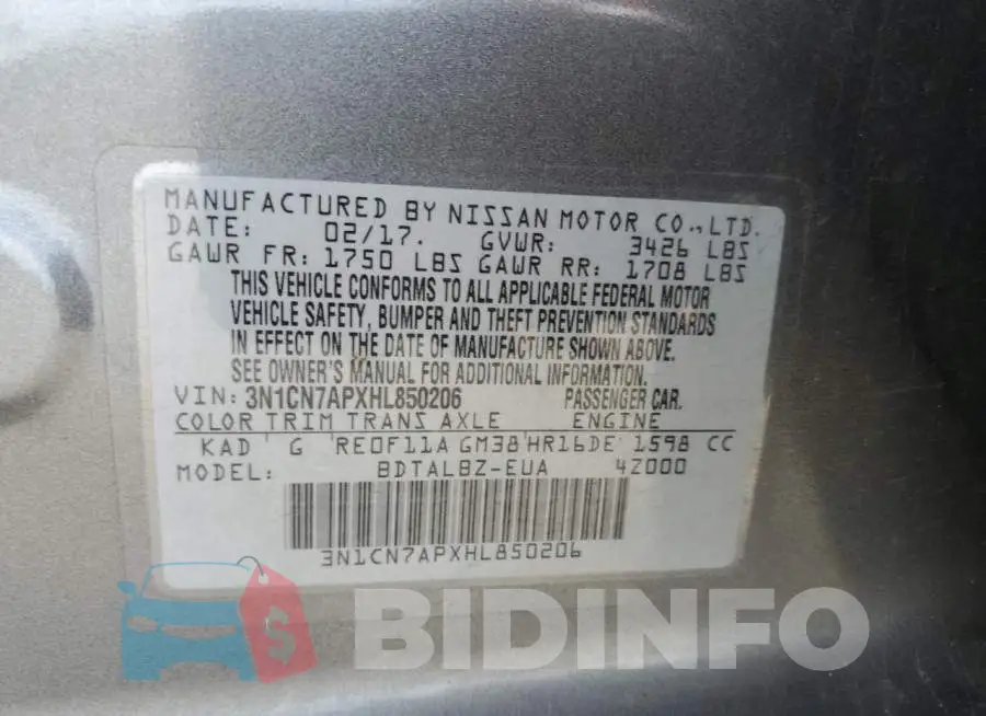 3N1CN7APXHL850206 Photo# 12